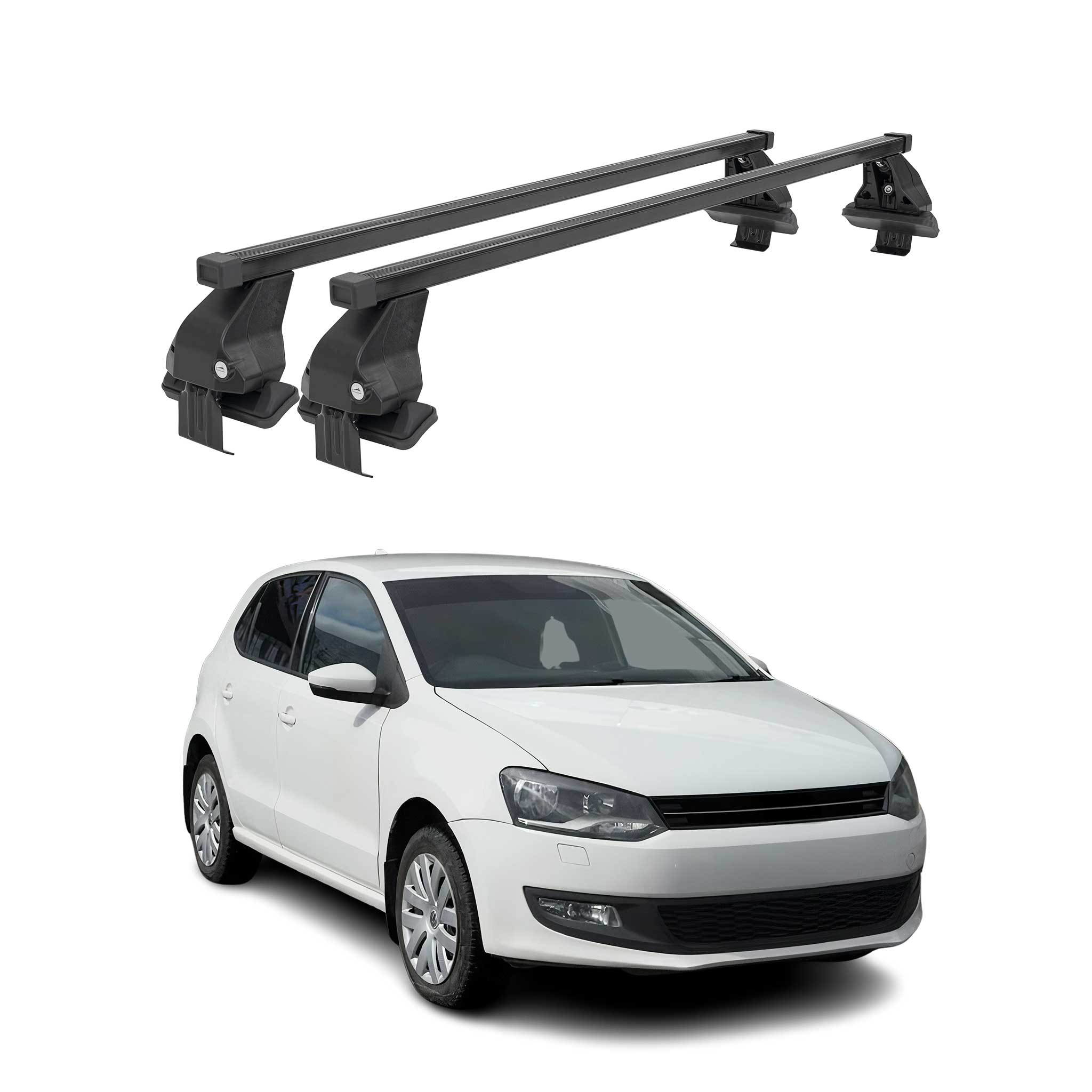 Menabo Dachträger Grundtäger für VW Polo 2009-2017 3tür 50kg Stahl Schwarz 2 tlg