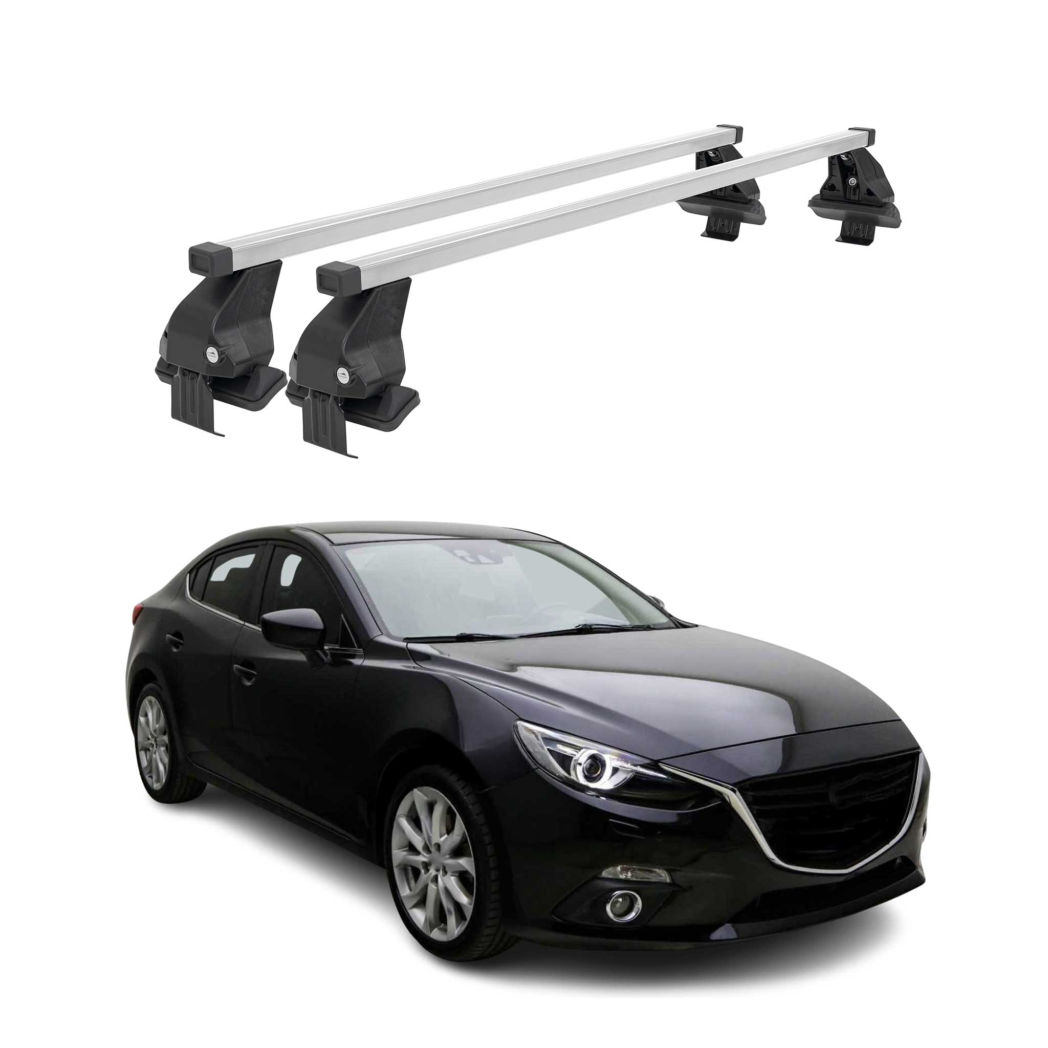 Menabo Dachträger Grundtäger für Mazda 3 BM 2013-2019 50kg Stahl Silber 2 tlg