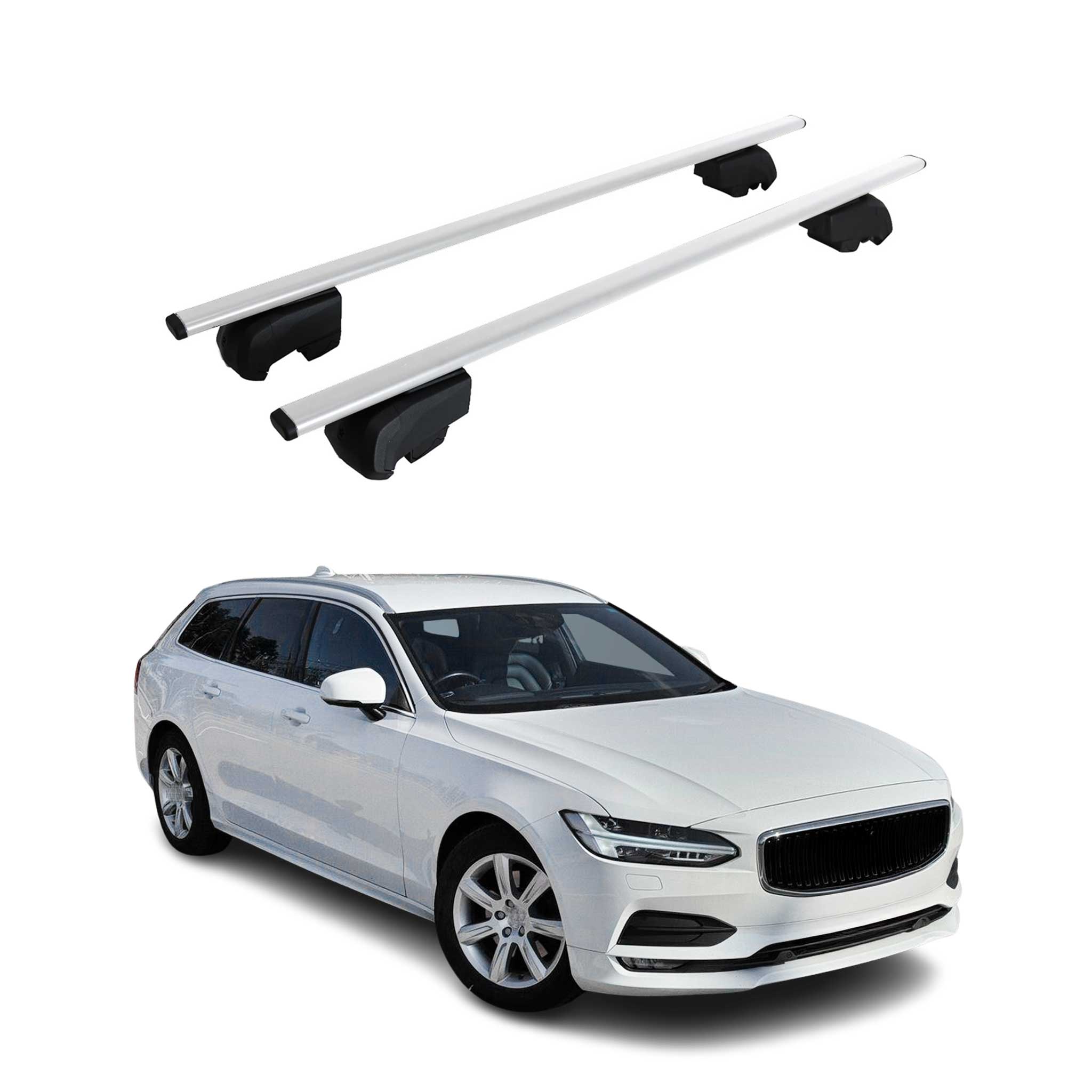 Dachträger Grundtäger für Volvo V90 2016-2025 75kg Metall Silber 2 tlg