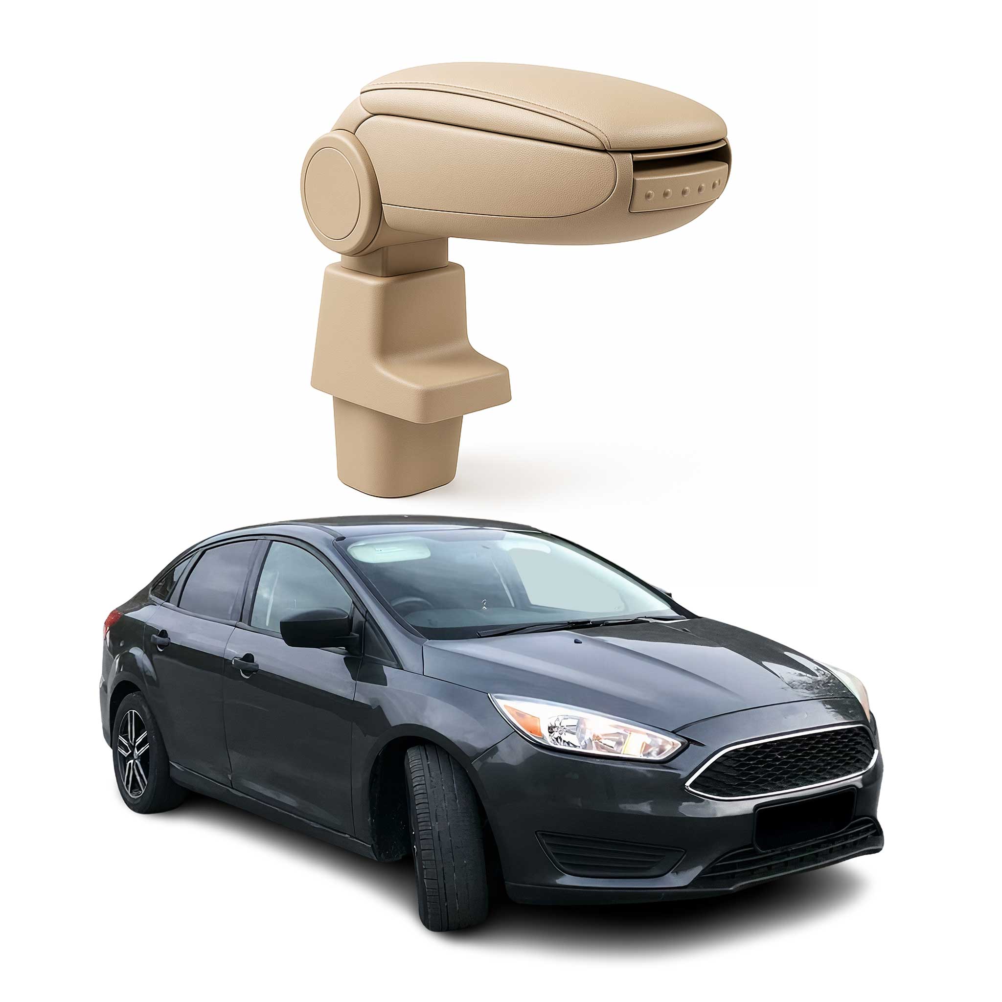 Mittelarmlehne Armlehne Mittelkonsole für Ford Focus 2011-2015 PU-Leder Beige