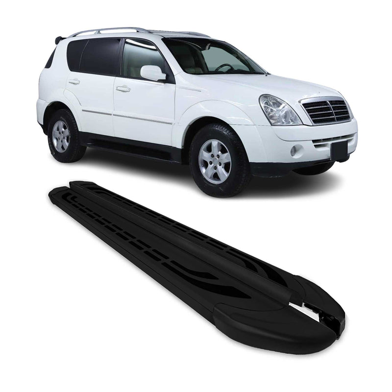 Trittbretter Seitenschweller für Ssangyong Rexton 2 2005-2012 Alu Schwarz