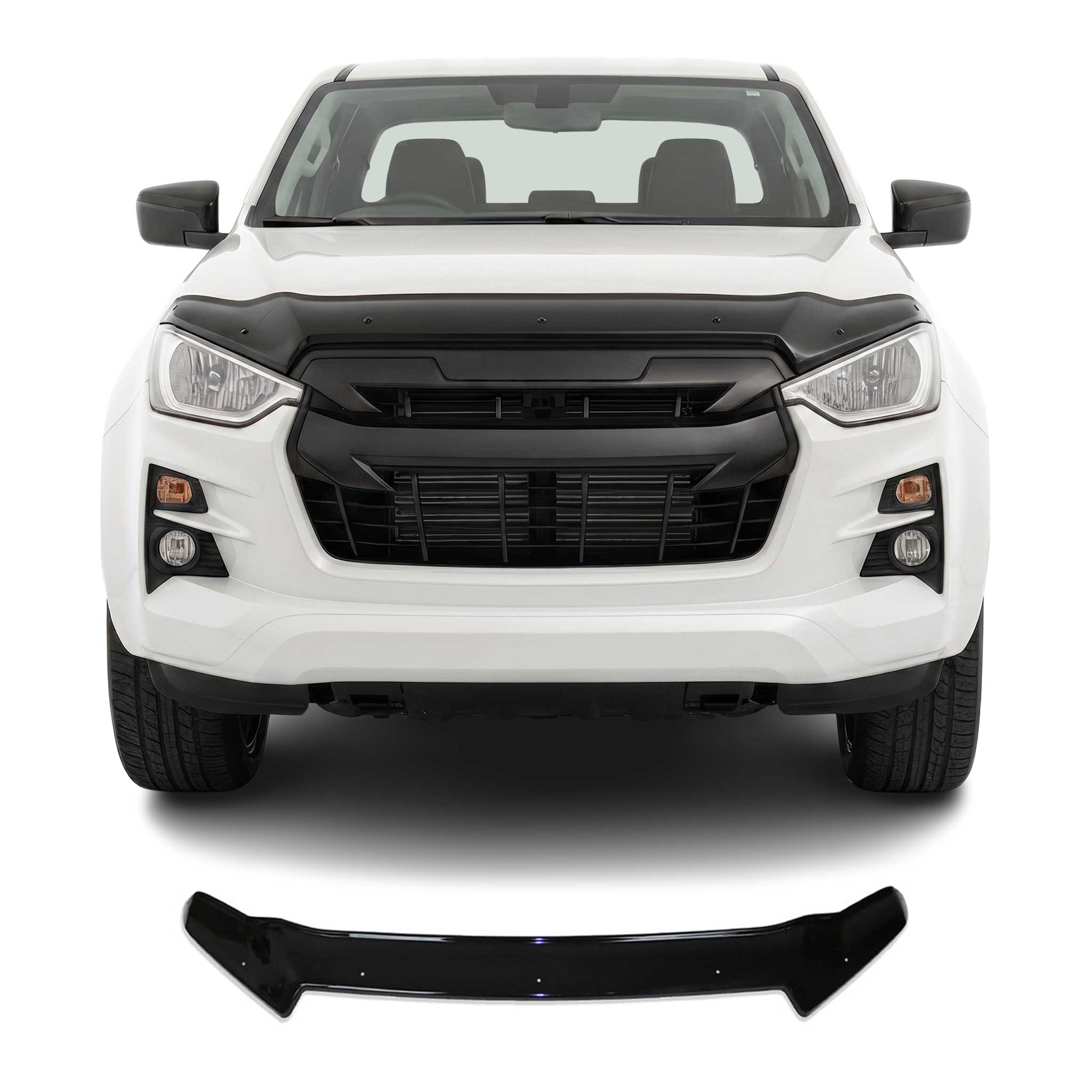 Motorhaube Deflektor Insekten für Isuzu D-max mk3 2019-2023 Pre-FL ABS Schwarz