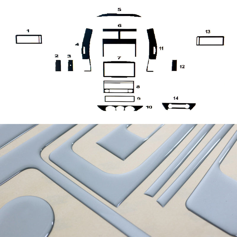 Innenraum Dekor Cockpit für VW Polo 2001-2009 Aluminium Optik 14tlg