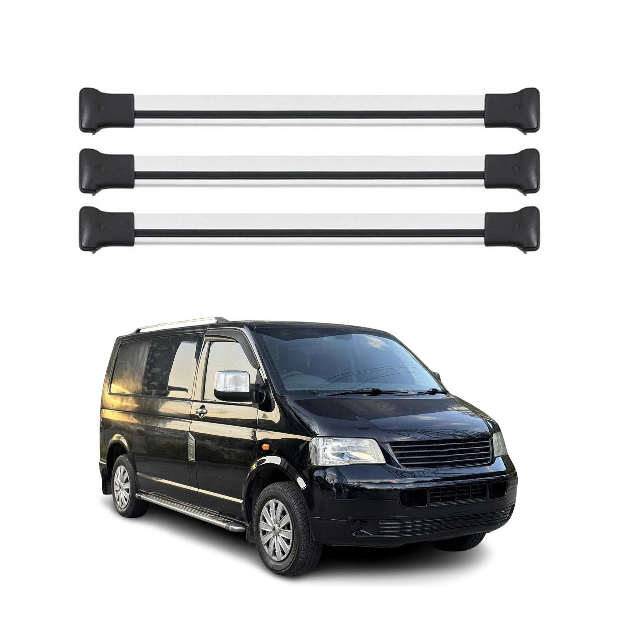Dachträger für VW T5 T6 Transporter Multivan Caravelle 2003-2024 Alu Silber 3tlg