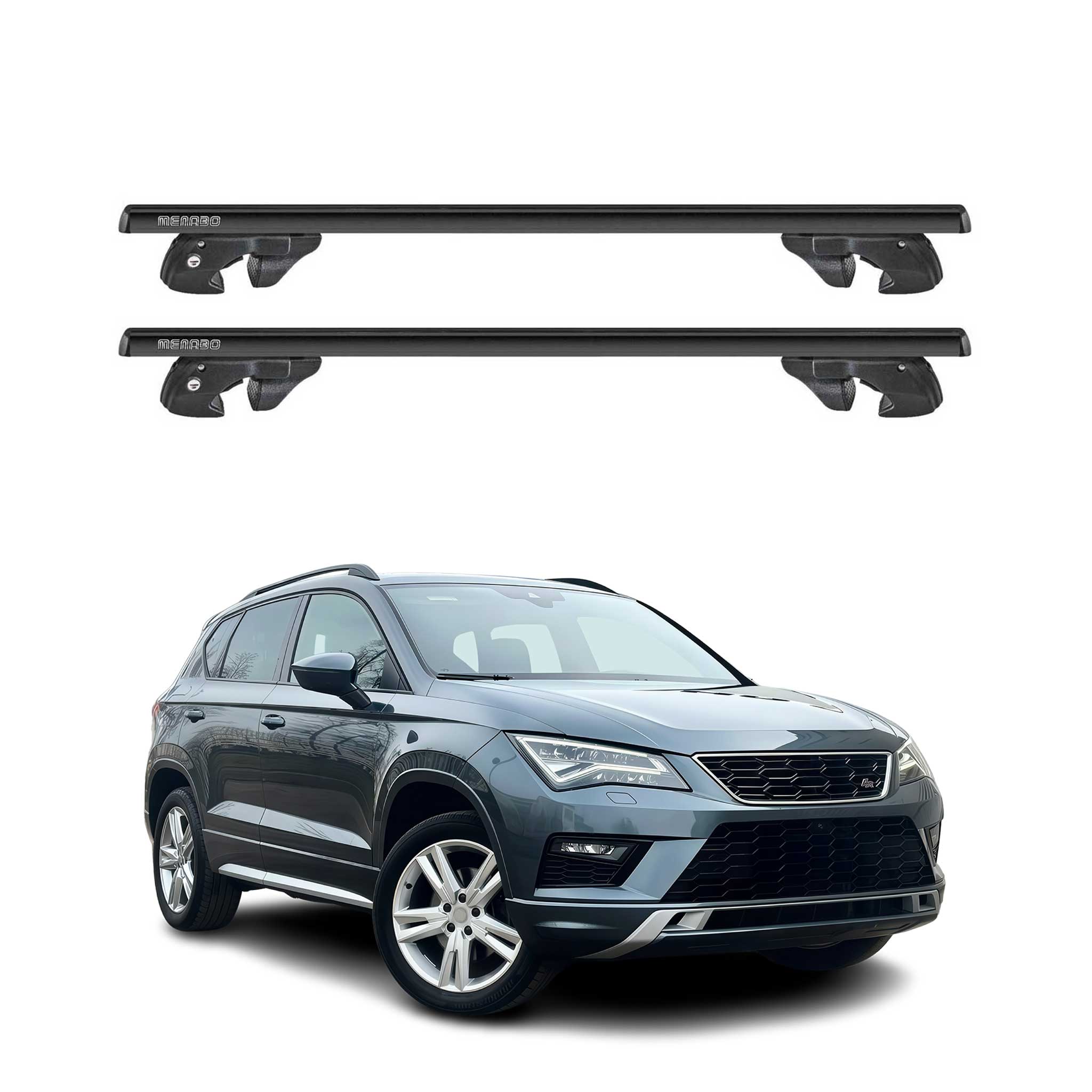 Dachträger Grundtäger für Seat Ateca 2016-2026 Aluminium 90kg TÜV Schwarz 2tlg