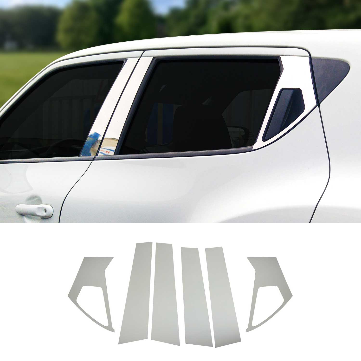 B-Säule Türsäulen Verkleidung für Nissan Juke 2010-2019 Edelstahl Chrom 6tlg