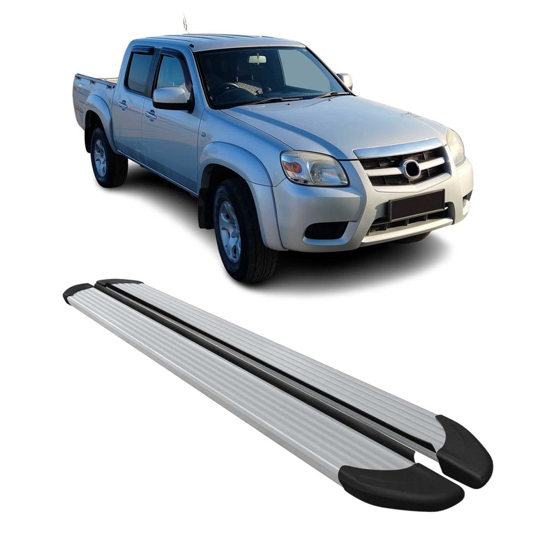 Seitenschweller Trittbretter für Mazda BT-50 DoubleCab 2006-2014 Aluminium Grau