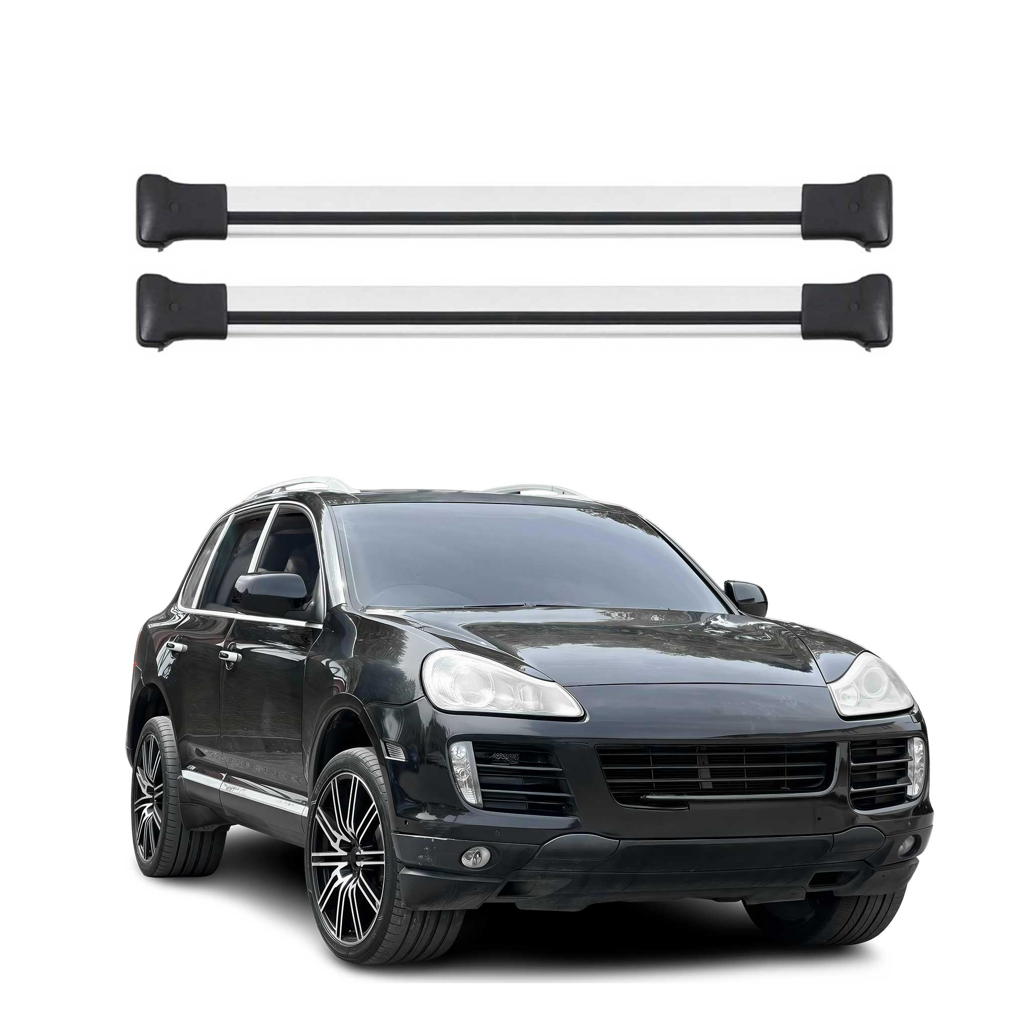 Dachträger Grundtäger für Porsche Cayenne 2002-2010 75kg Aluminium Silber 2 tlg