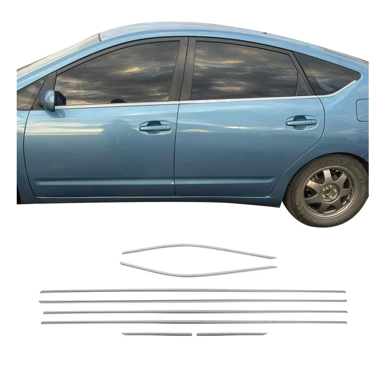 Fensterleisten Zierleisten für Toyota Prius+ 2012-2020 Edelstahl Chrom 8tlg