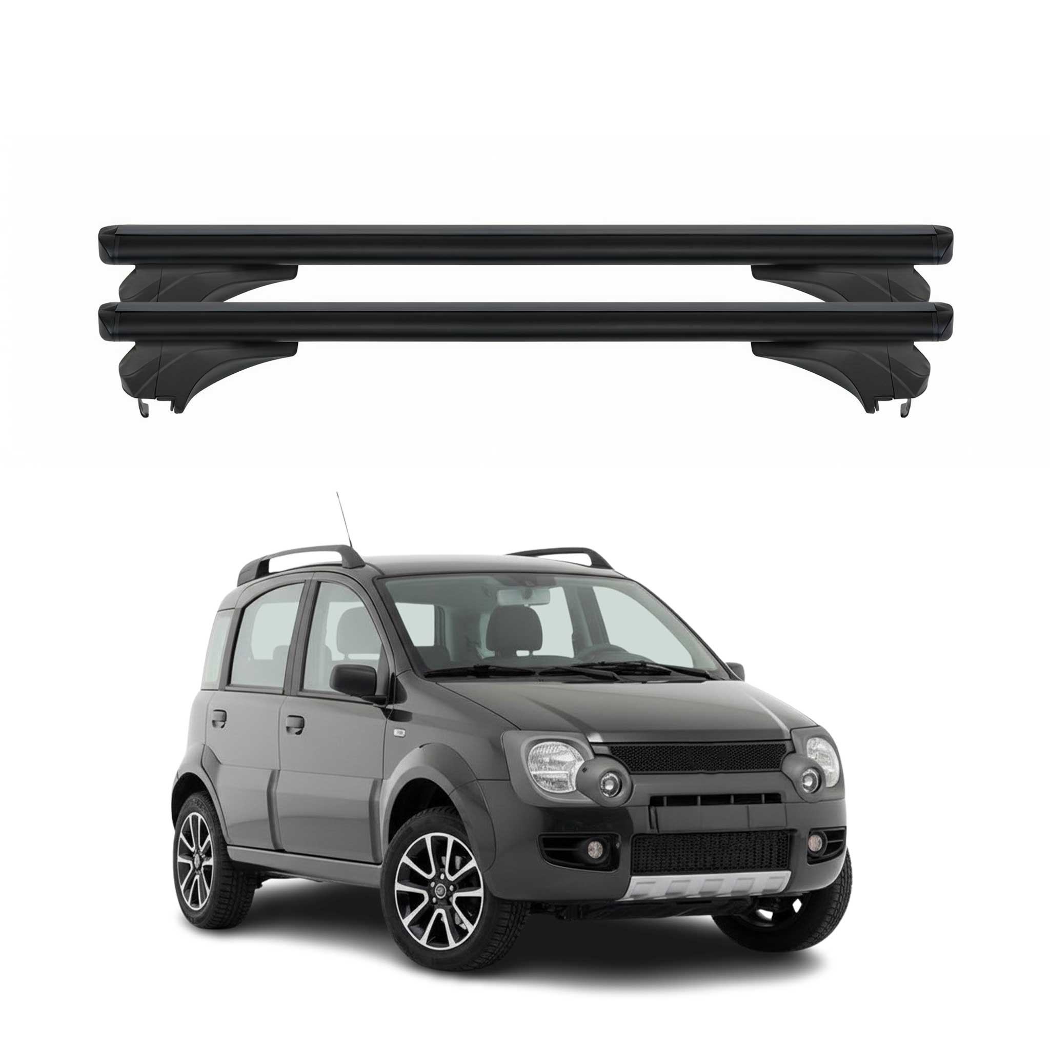 Menabo Dachträger für Fiat Panda II 169 Cross 2004-2014 Aluminium Schwarz 2 tlg
