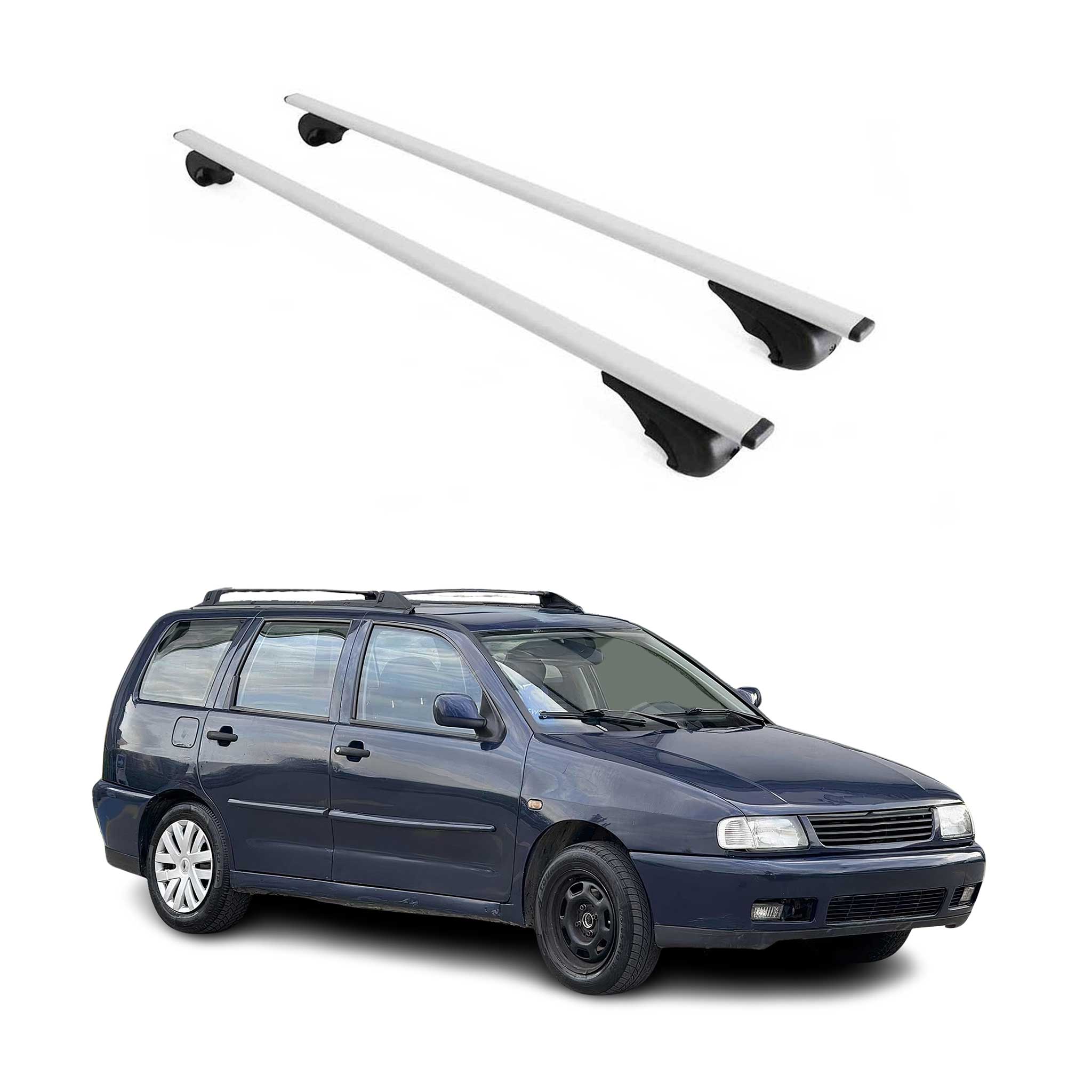Dachträger Grundtäger für VW Polo Variant 1994-2002 75kg Metall Silber 2 tlg