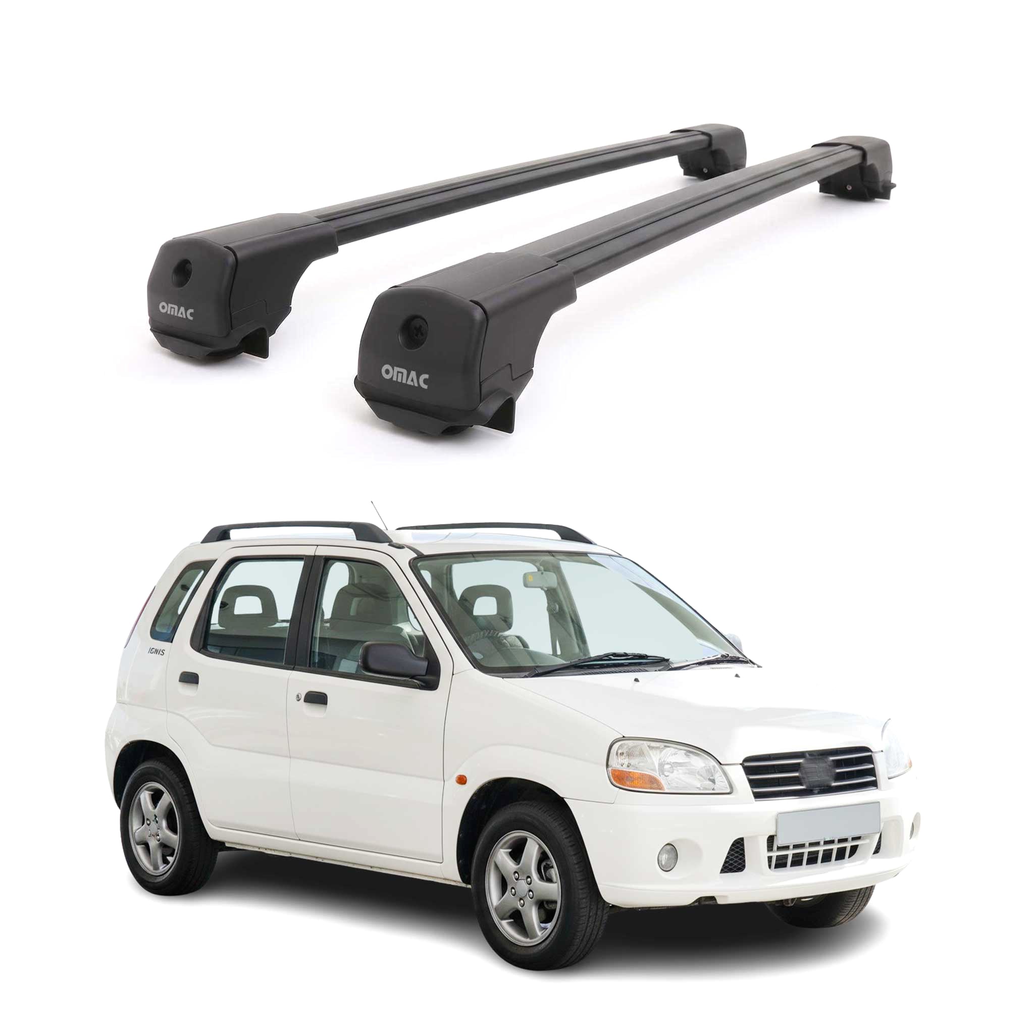 Dachträger Grundträger für Suzuki Ignis I 2000-2006 Aluminium 75kg Schwarz 2tlg