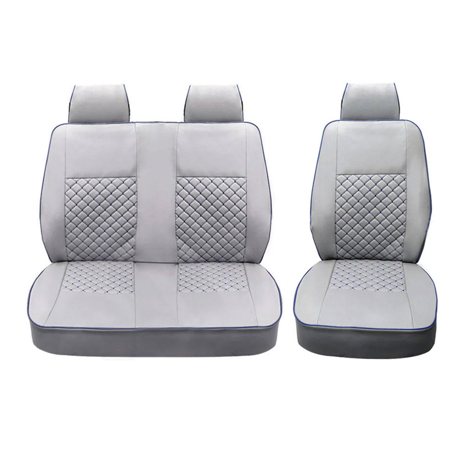 Schonbezüge Sitzbezüge für VW Transporter T5 2003-2015 Leder Grau Blau 2+1