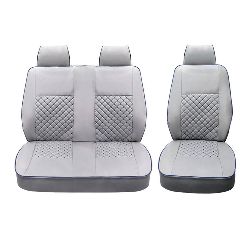 Schonbezüge Sitzbezüge für VW Transporter T5 2003-2015 Leder Grau Blau 2+1