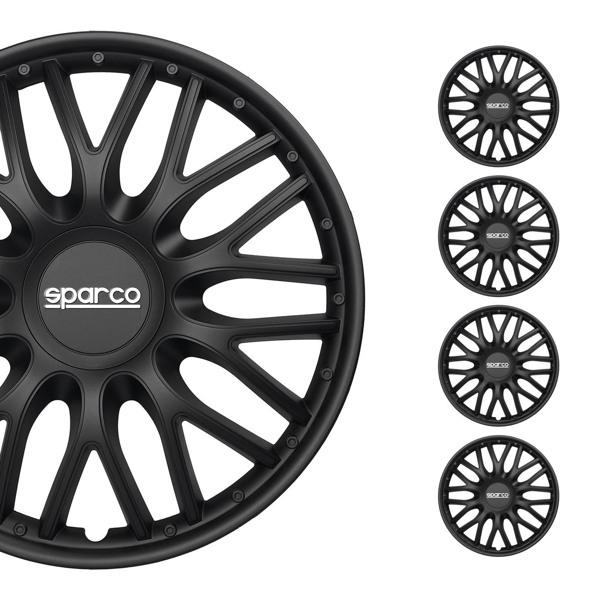 Hubcaps Wheel Trims Sparco Roma 15" Inch Car Cover Set Black 4x