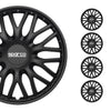 Hubcaps Wheel Trims Sparco Roma 15" Inch Car Cover Set Black 4x