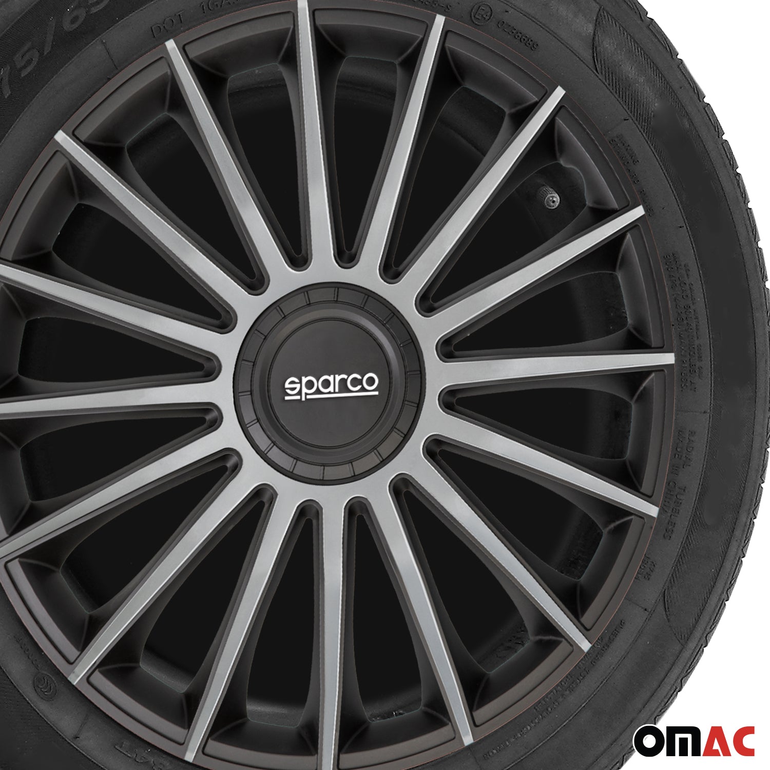 Radkappen Radzierblenden Sparco Treviso 16" Zoll Abdeckung Set Schwarz Silber 4x