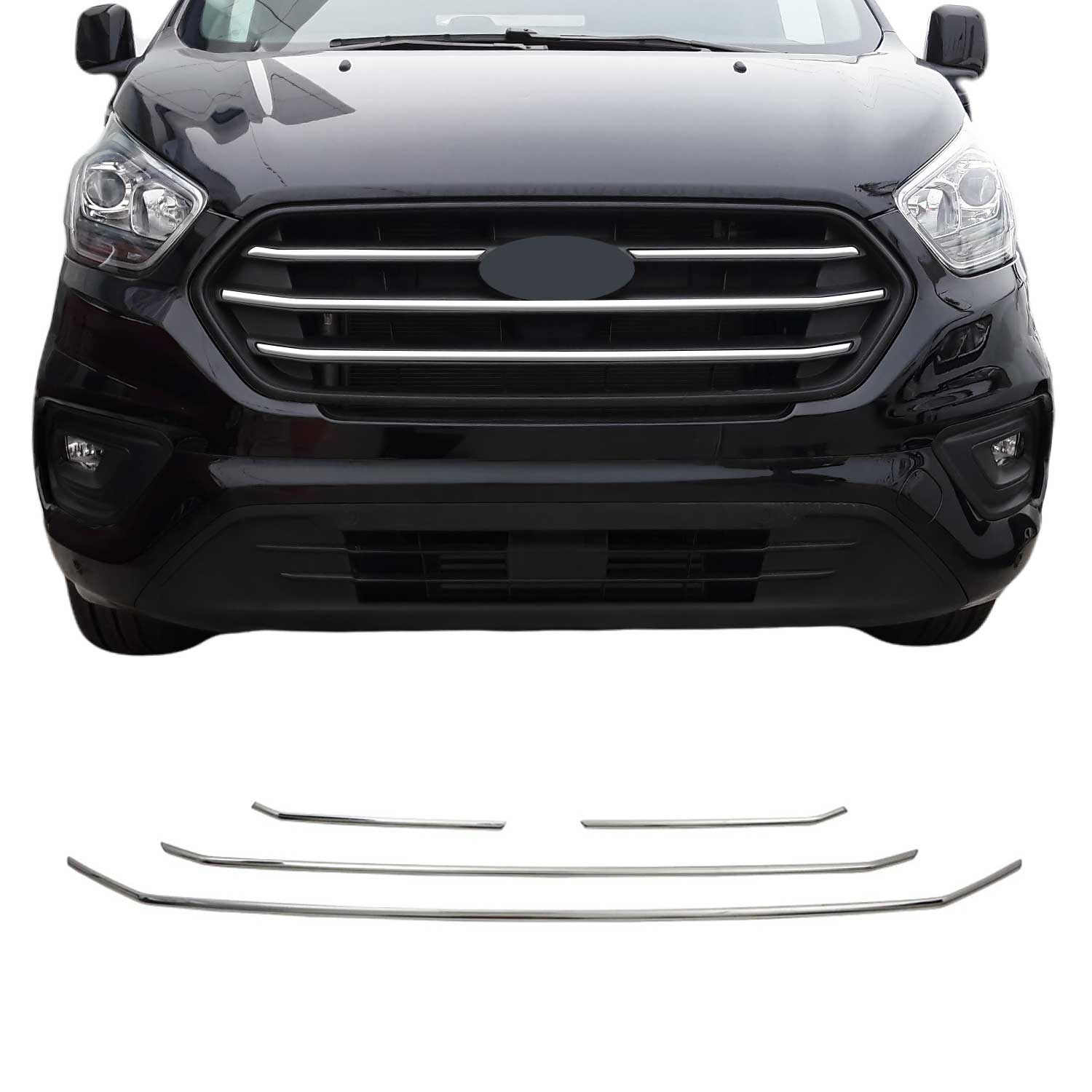 Kühlergrill Grillleisten für Ford Transit Tourneo Custom 2018-2024 Chrom 4x