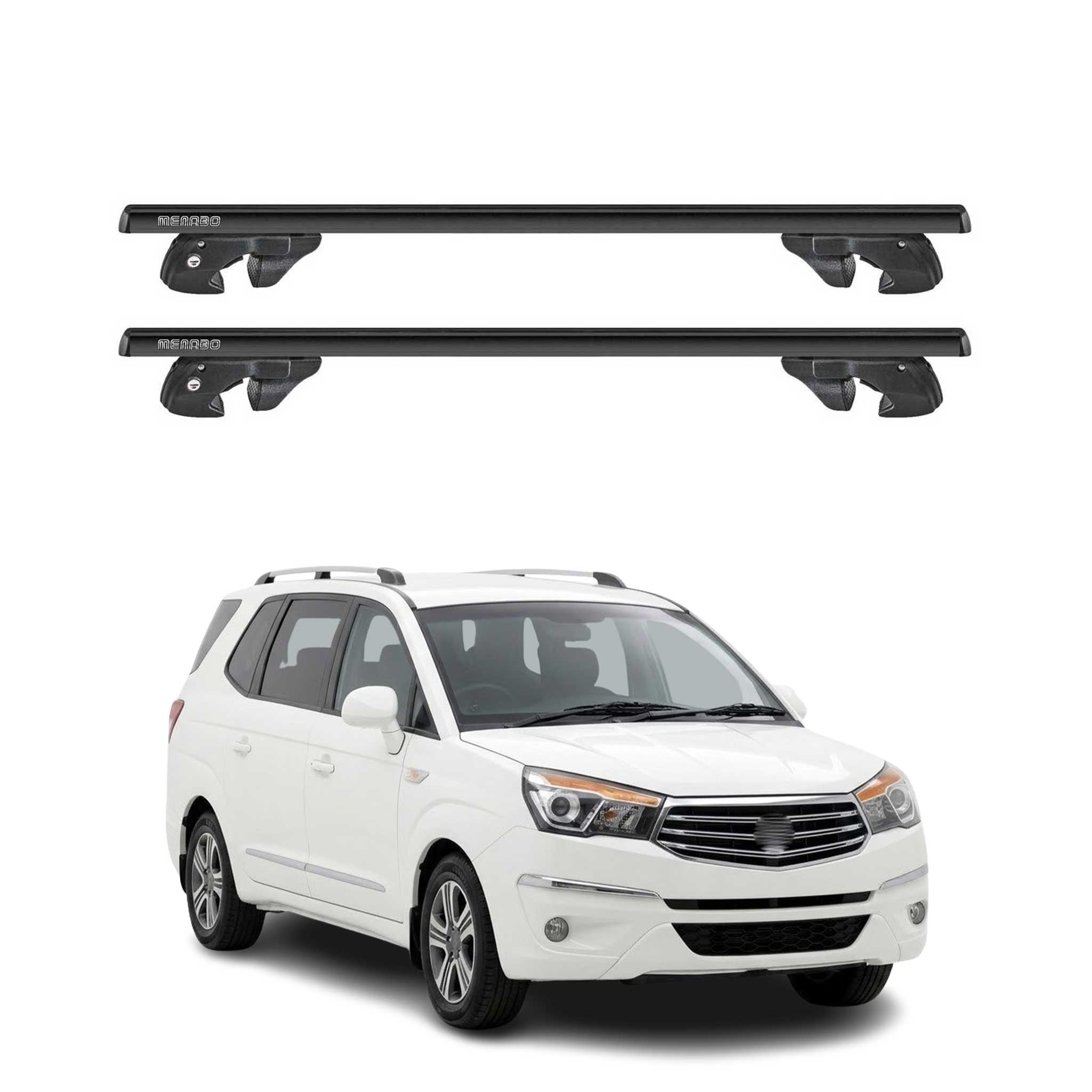 Dachträger Grundtäger für Ssangyong Rodius I 2004-2012 Alu 90kg TÜV Schwarz 2tlg