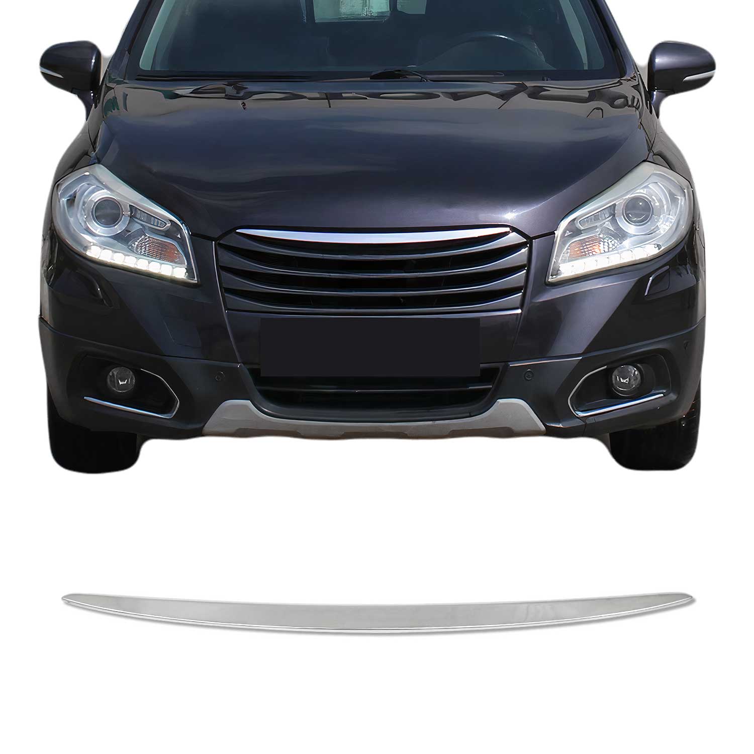 Kühlergrill Leisten Grillleisten für Suzuki SX4 2013-2008 Edelstahl Chrom 1tlg