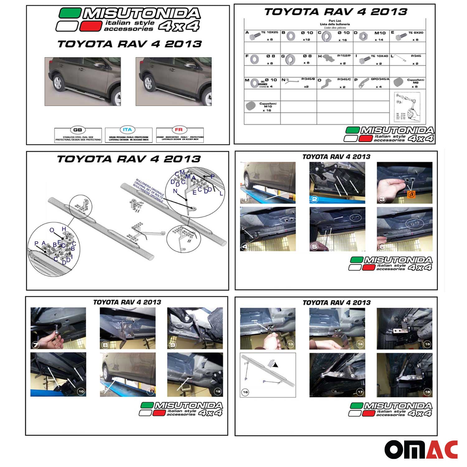 Edelstahl Seitenschweller Schwellerrohre für Toyota RAV4 XA40 2013-2015 Schwarz