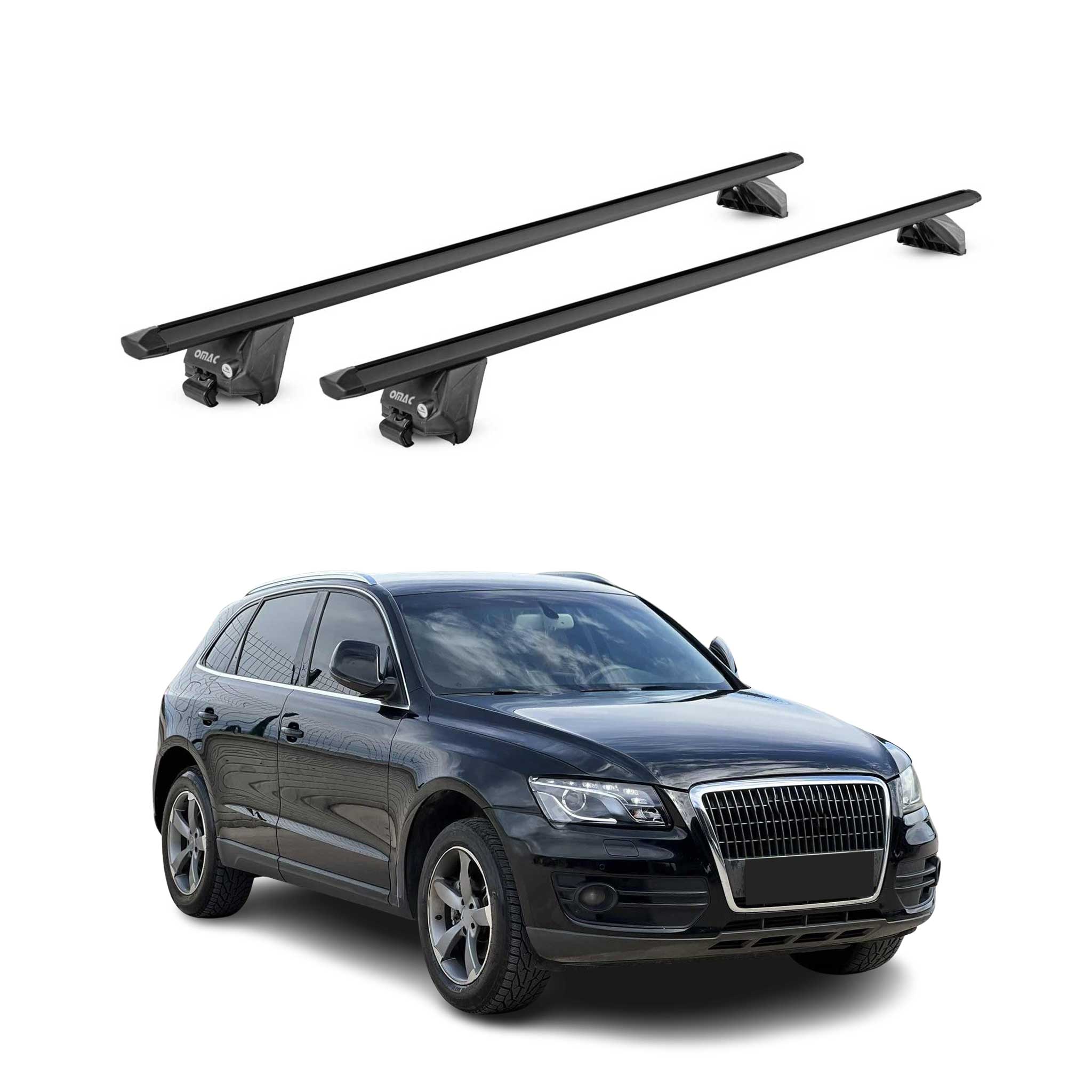 Dachträger Grundtäger für Audi Q5 Sportback 2008-2024 100kg Alu Schwarz 2x ABE