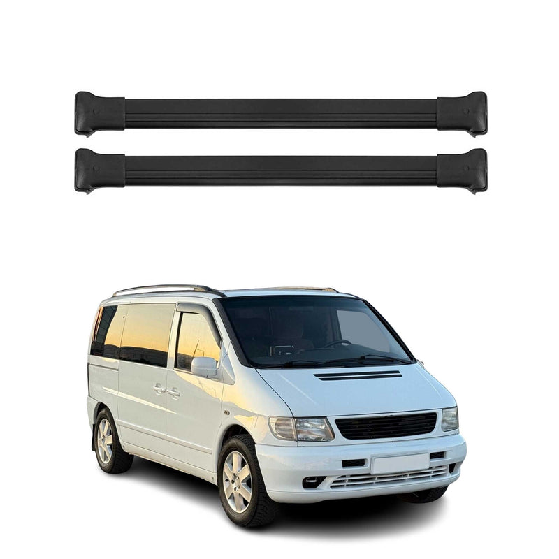 Dachträger Grundtäger für Mercedes Vito W638 1996-2003 75kg Alu Schwarz 2 tlg
