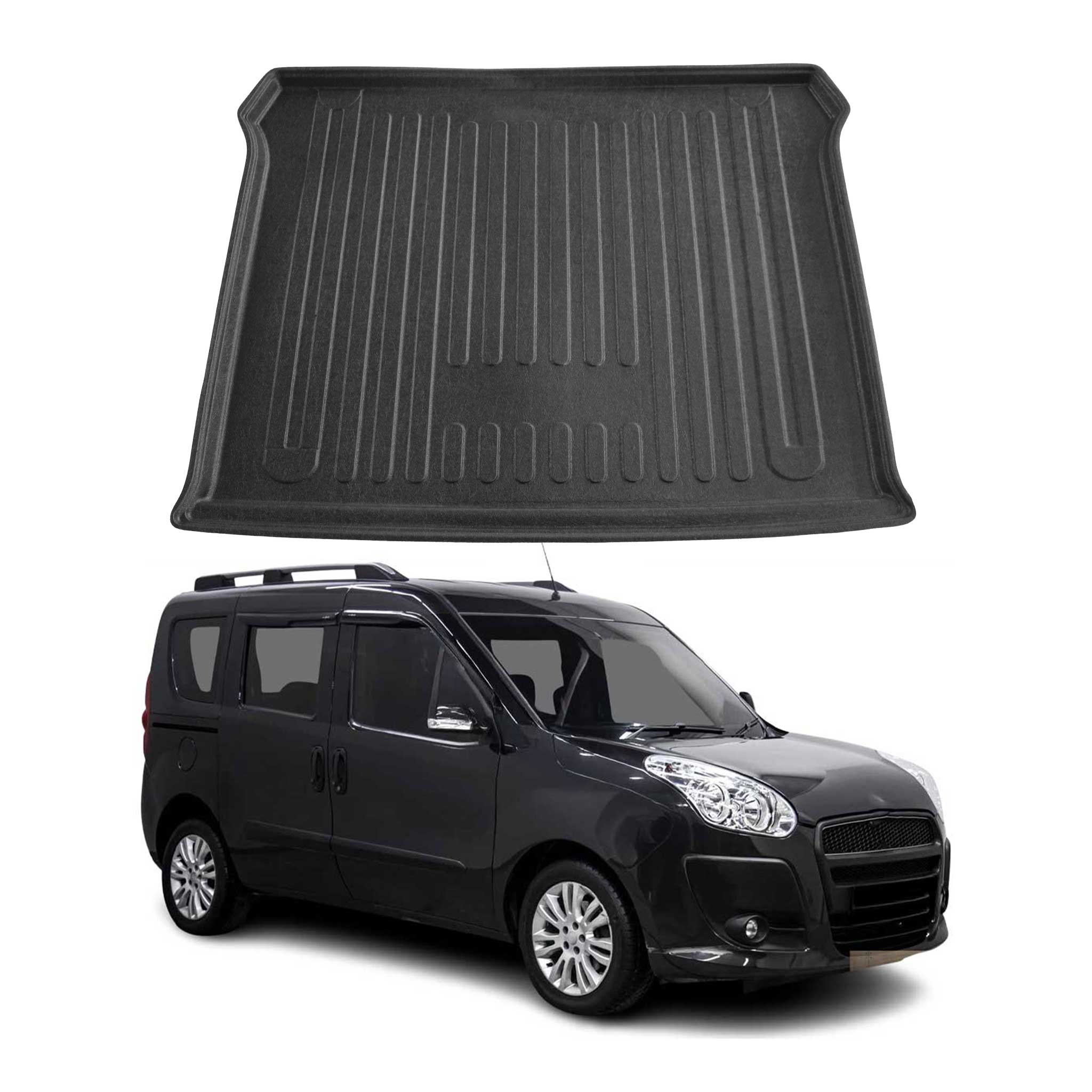 Kofferraumwanne Laderaumwanne für Fiat Doblo 2010-2021 Gummi TPE Schwarz