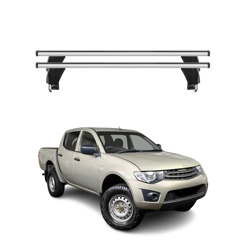 Menabo Dachträger Grundtäger für Mitsubishi L200 2005-2015 50kg Alu Silber 2 tlg