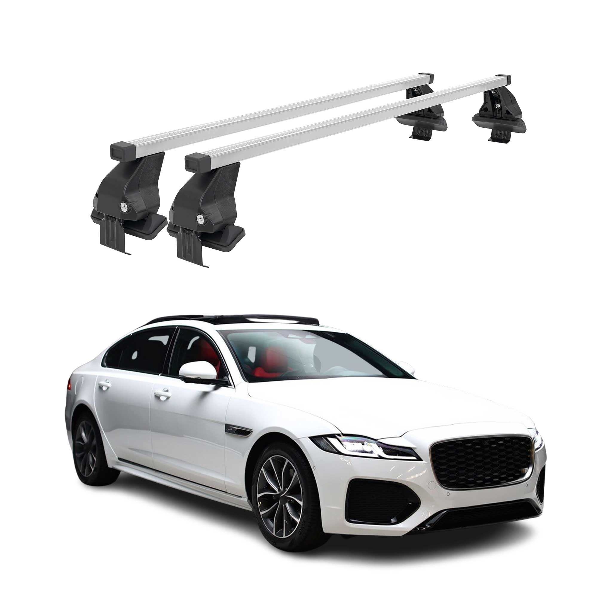 Menabo Dachträger Grundtäger für Jaguar XF 2021-2024 50kg Stahl Silber 2 tlg