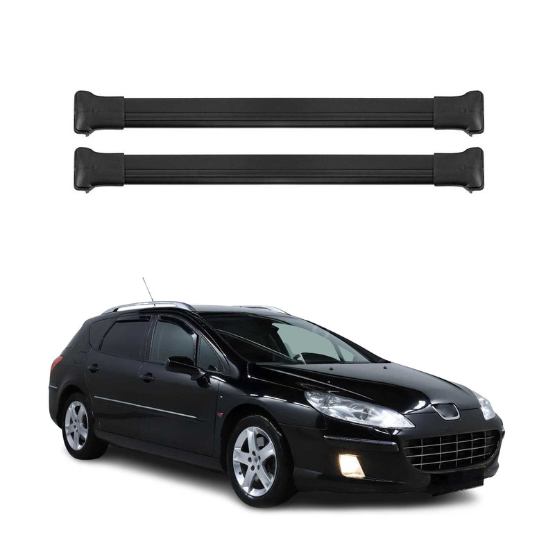Dachträger Grundtäger für Peugeot 407 Kombi 2004-2011 75kg Alu Schwarz 2 tlg
