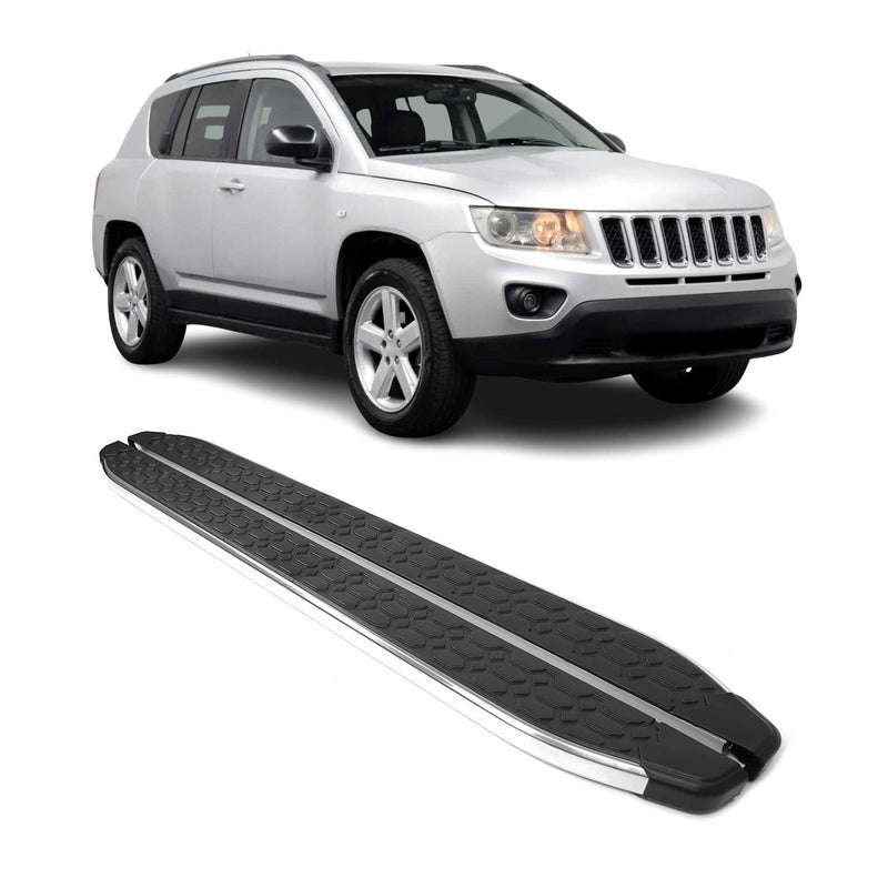 Trittbretter Seitenschweller für Jeep Compass 2011-2016 Edelstahl Schwarz Silber