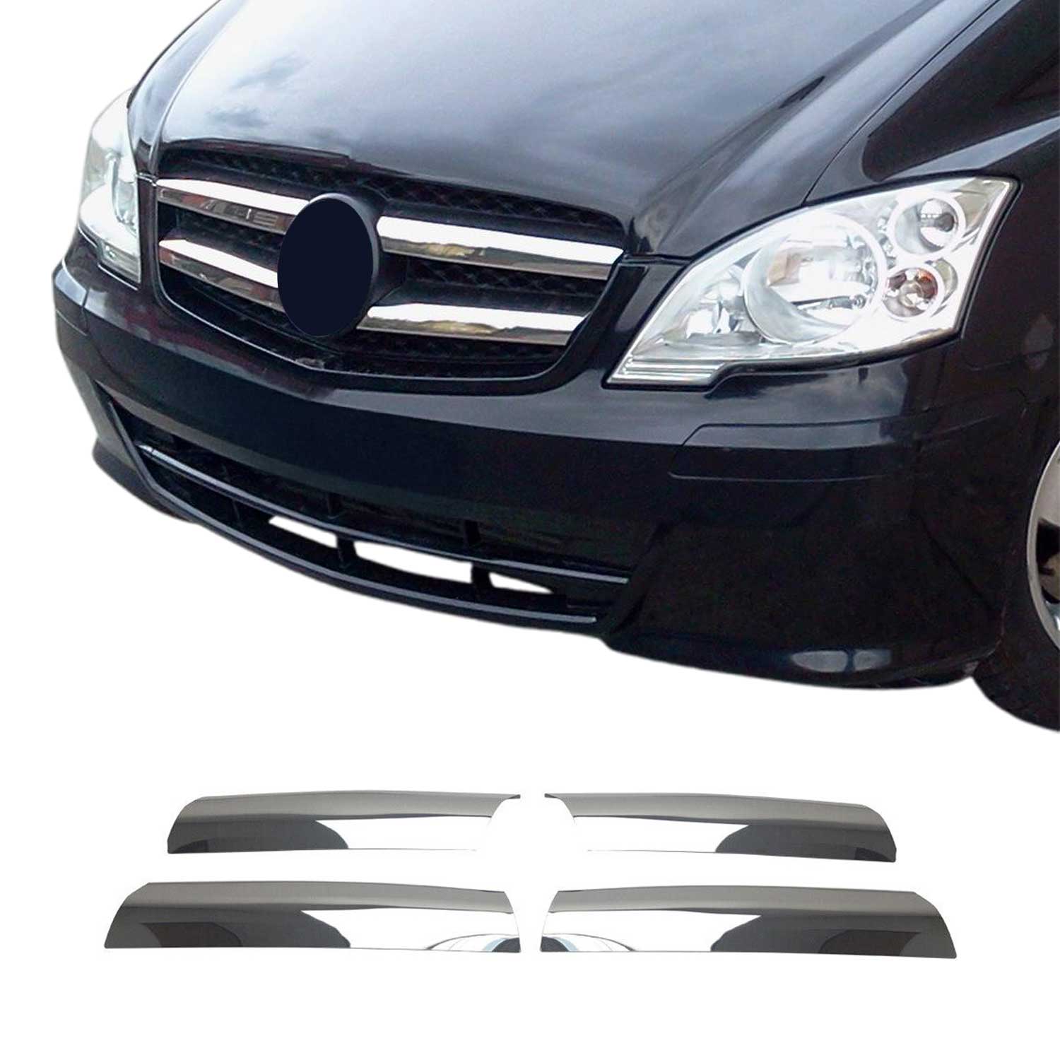 Kühlergrill Leisten Grillleisten für Mercedes Vito W639 2010-2014 Edelstahl 4x