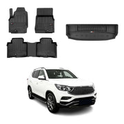 Fußmatten & Kofferraumwanne Set für Ssangyong Rexton 2017-2026 Klappbare 3.Reihe