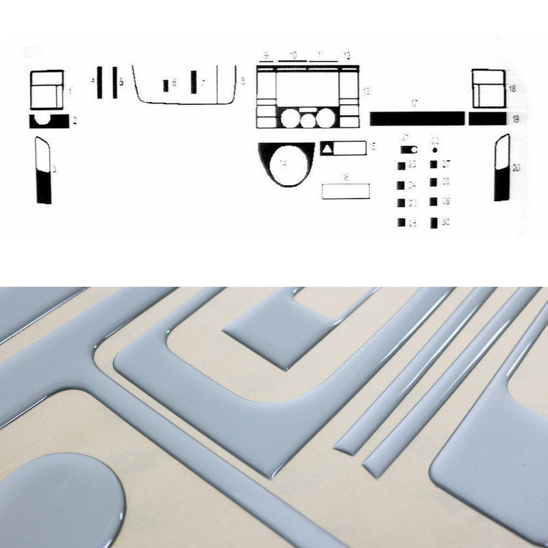 Innenraum Dekor Cockpit für VW Transporter T5 2003-2009 Aluminium Optik 30tlg