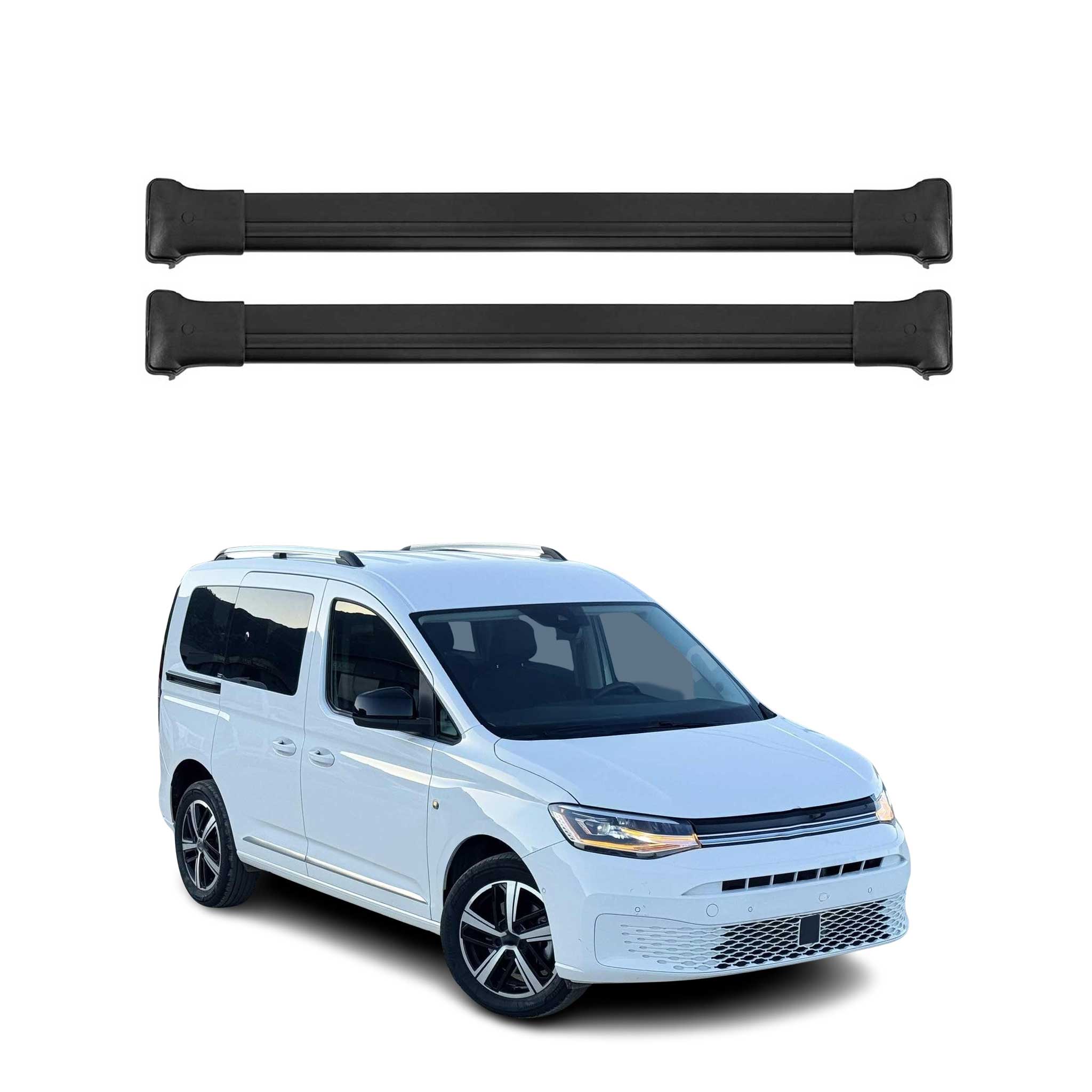 Dachträger Grundtäger für VW Caddy 2020-2026 75kg Aluminium Schwarz 2tlg