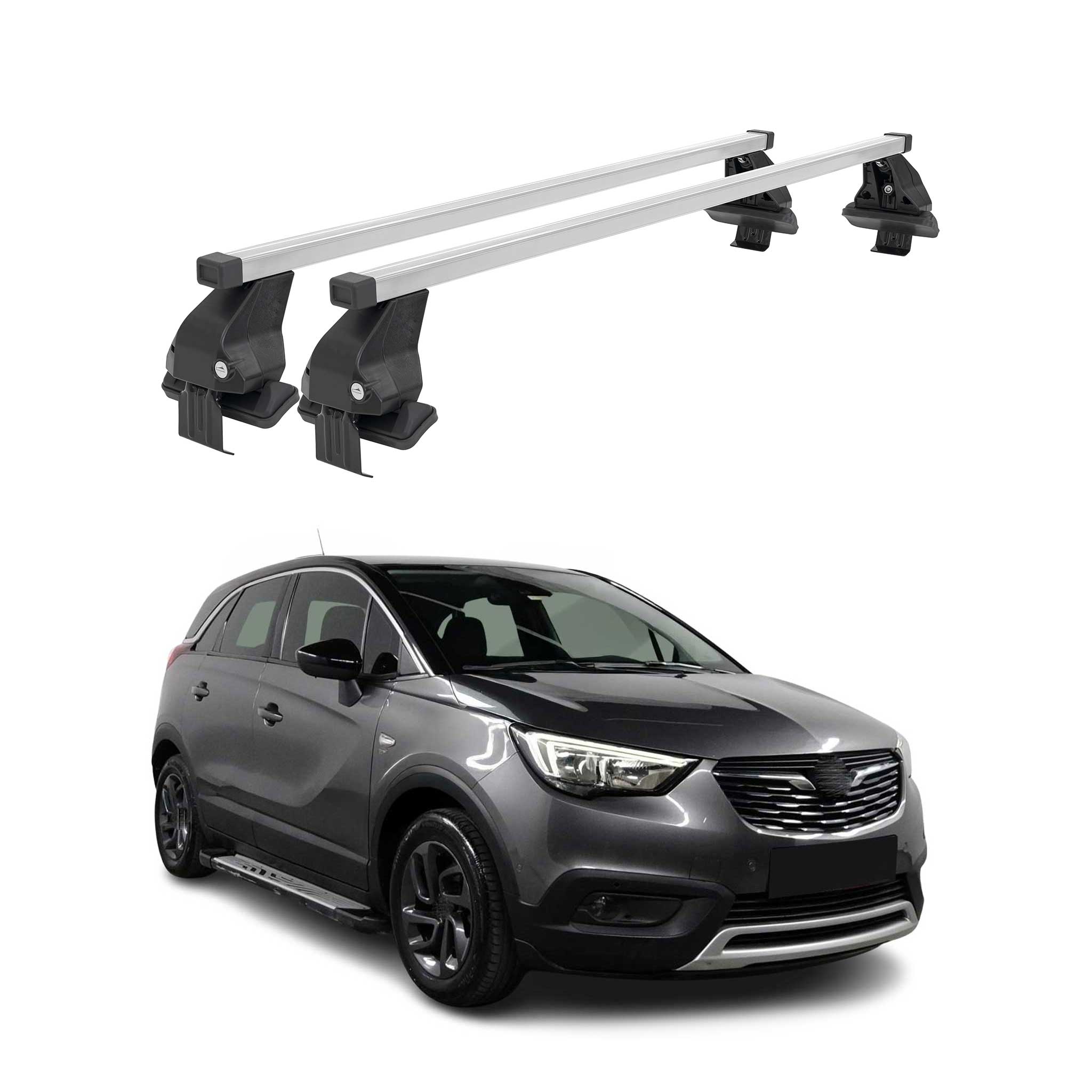 Menabo Dachträger Grundtäger für Opel Crossland X 2017-2024 50kg Alu Silber 2x