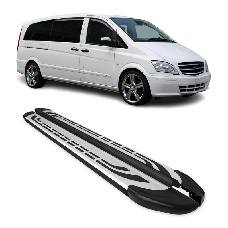 Trittbretter Schweller Seitenbretter für Mercedes Vito L3 2003-2014 Alu Schwarz