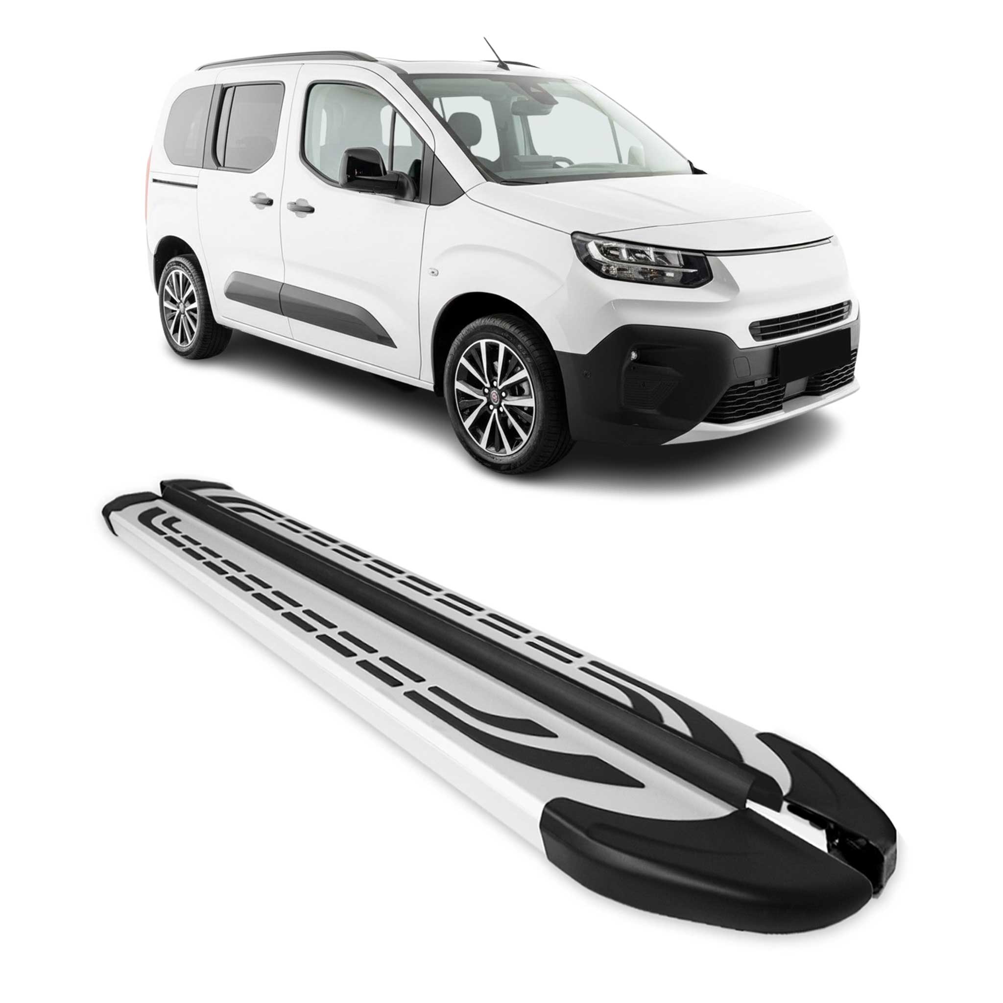 Trittbretter Seitenschweller für Fiat Doblo 2022-2026 Kombi L1 Silber 2 tlg