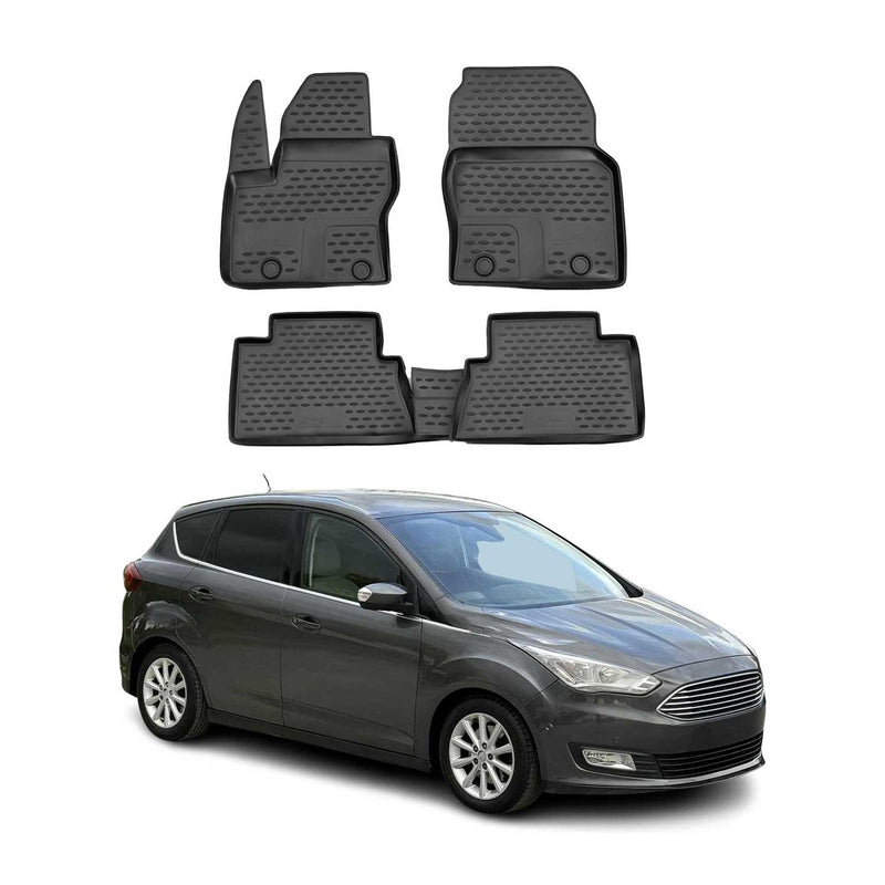 OMAC Gummimatten Fußmatten für Ford C-Max 2010-2019 TPE Automatten Schwarz 4x