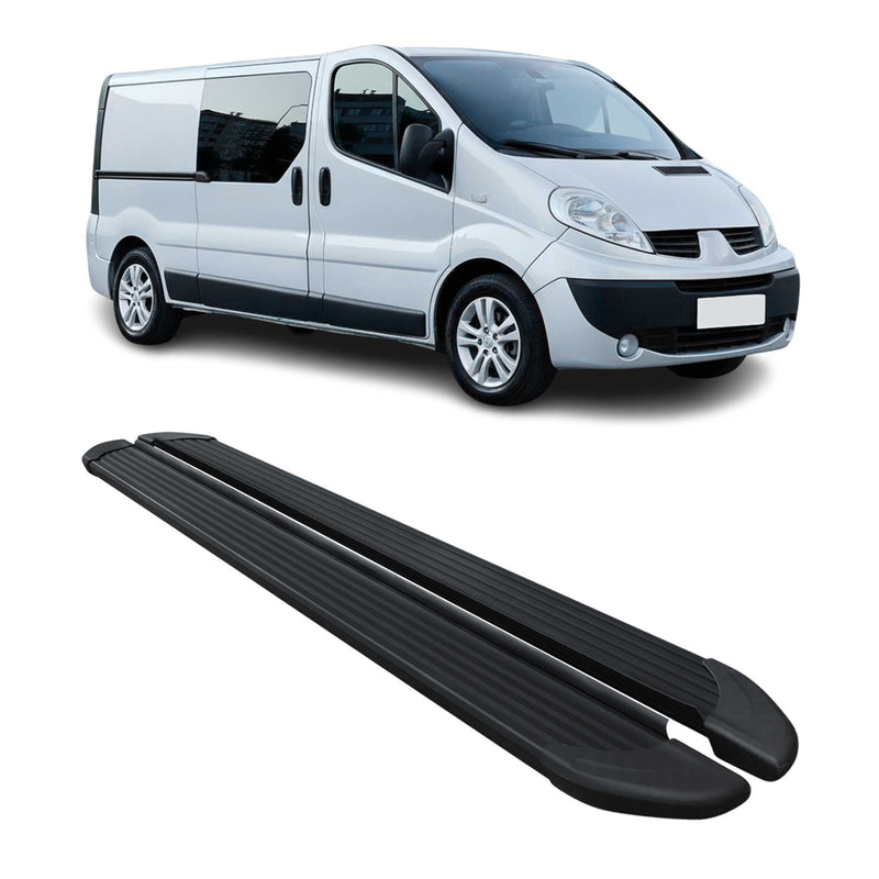 Seitenschweller Trittbretter Schweller für Renault Trafic 2001-14 L2 Alu Schwarz