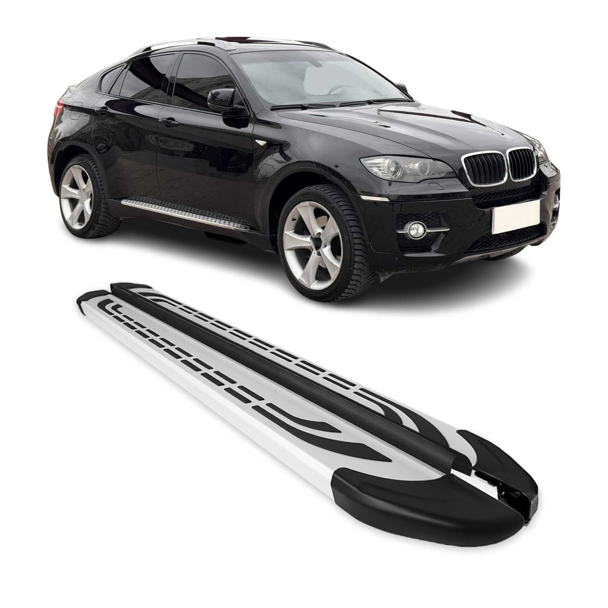 Trittbretter Seitenschweller für BMW X6 2008-2014 Silber Aluminium 2 tlg