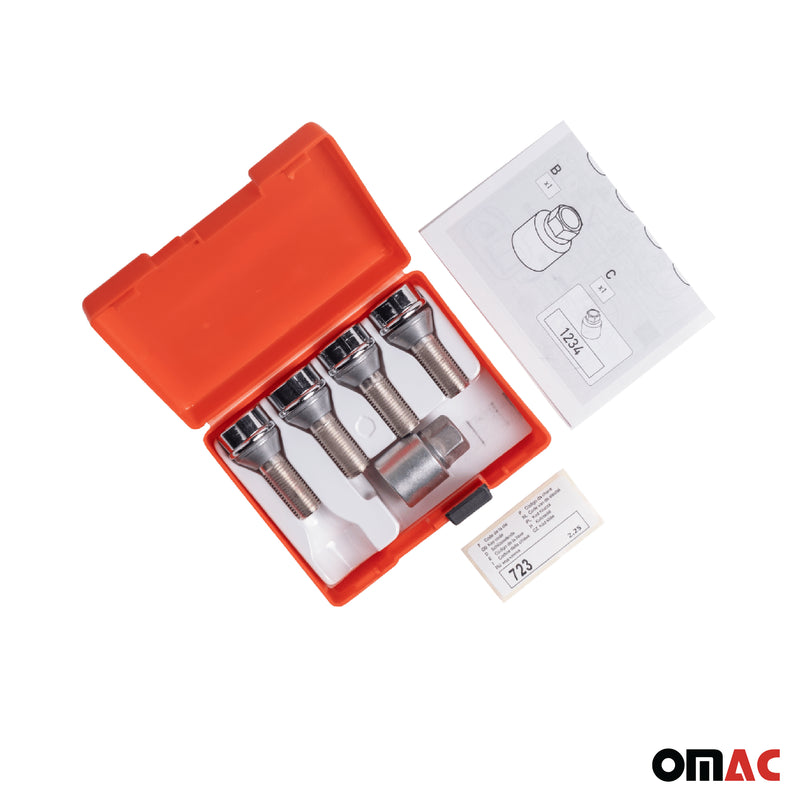 Radschloss Satz für Fiat Ducato Rad 16” bis 2005 Felgenschloss Silber 4x M16x1.5