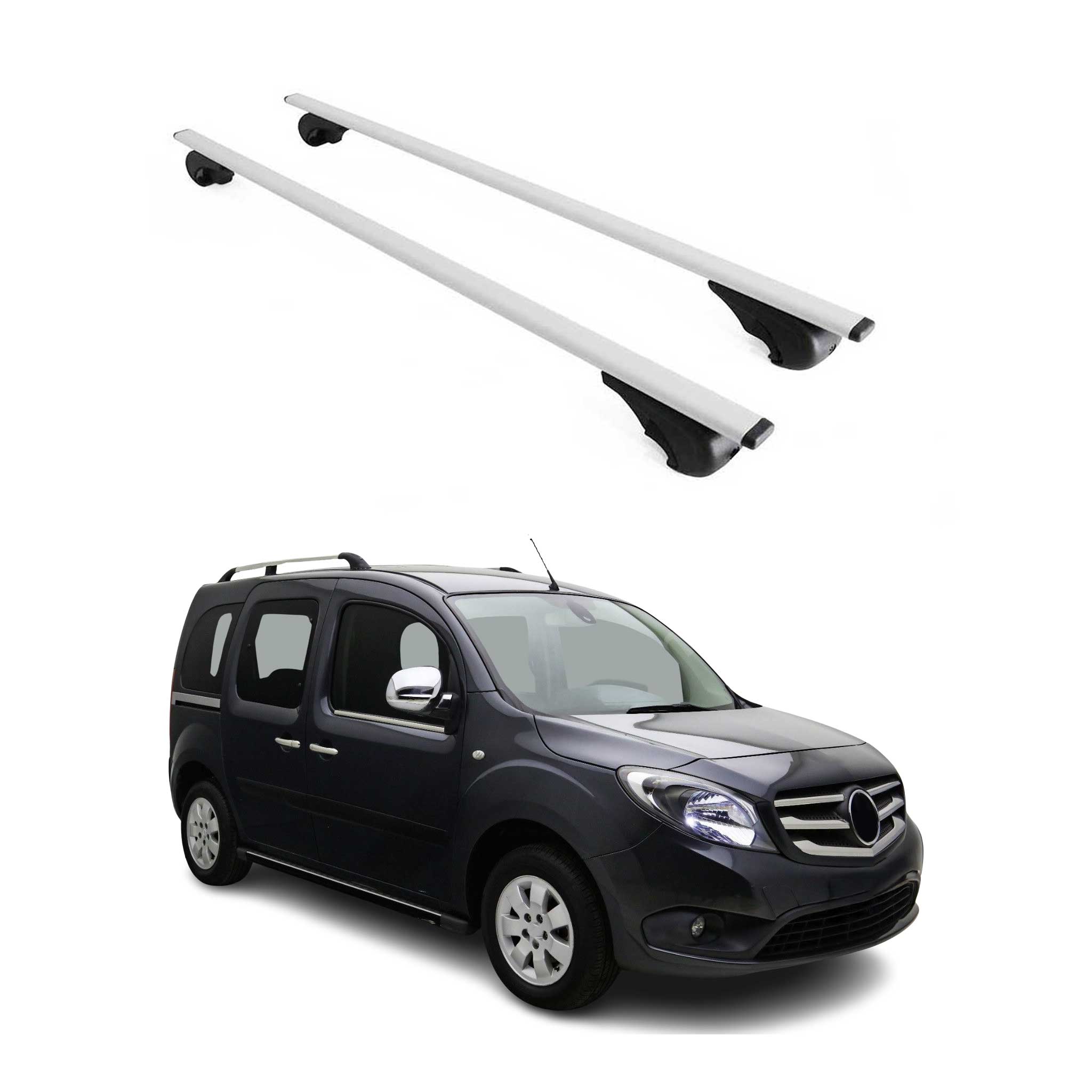 Dachträger Grundtäger für Mercedes Citan W415 2012-2021 75kg Metall Silber 2 tlg