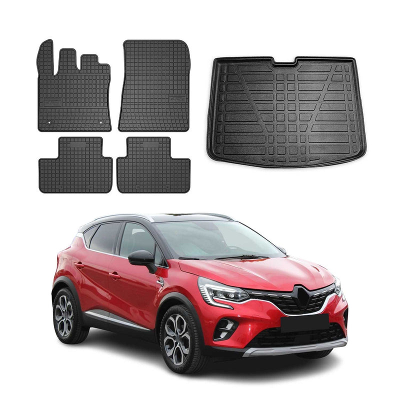 Fußmatten & Kofferraumwanne Set für Renault Captur 2019-2025 Untere Gummi 5x