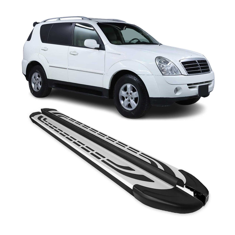 Trittbretter Schweller Seitenbretter für Ssangyong Rexton 2006-2012 Alu Schwarz