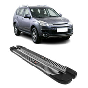 Trittbretter Seitenschweller für Citroën C-Crosser 2007-13 Alu Grau Schwarz 2tlg