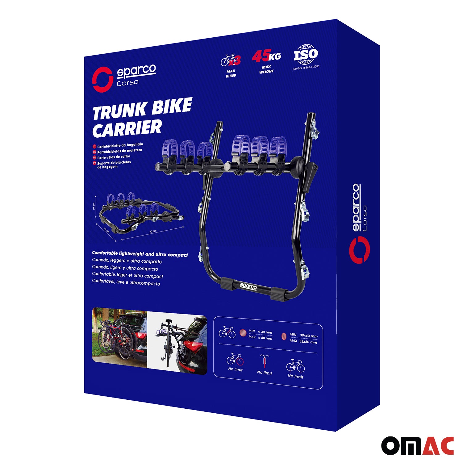 SPARCO Universell Fahrradträger Heckträger für 3 Fahrrad Kofferraumträger Halter