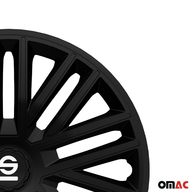 Radkappen Radzierblenden Sparco Bergamo 14" Zoll Auto Abdeckung Set Schwarz 4x