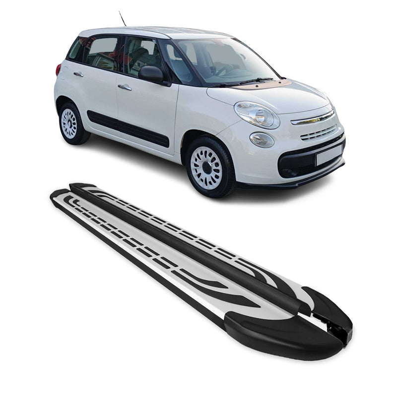 Trittbretter Seitenschweller Seitenbretter für Fiat 500L 2013-2024 Alu Schwarz